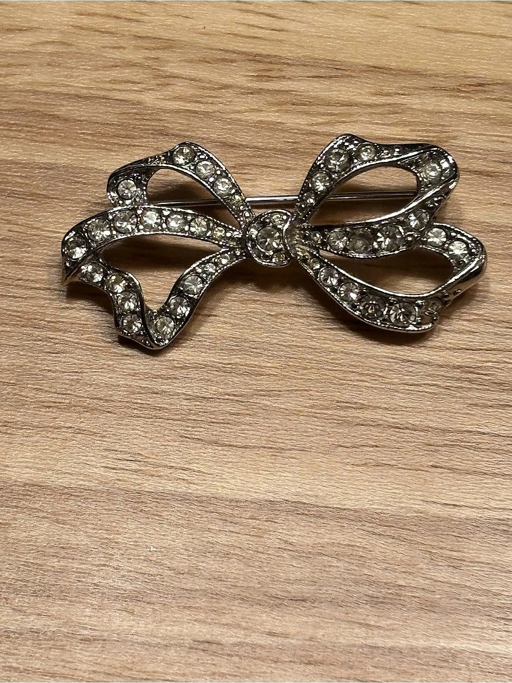 Vintage Signed Tancer II Rhinestone Bow Brooch Pin